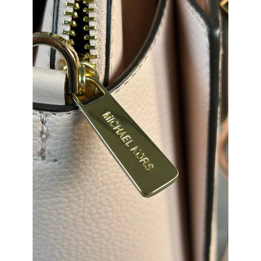 Michael Kors Pink Pebbled Leather Satchel and Dome Pouch 2-in-1 Handbag Set